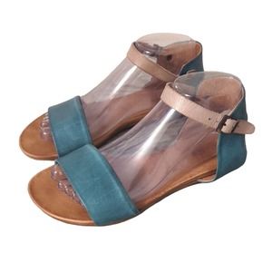 Miz Mooz Alanis Sandals Turquoise Blue Leather Slingback Women's Size 7.5